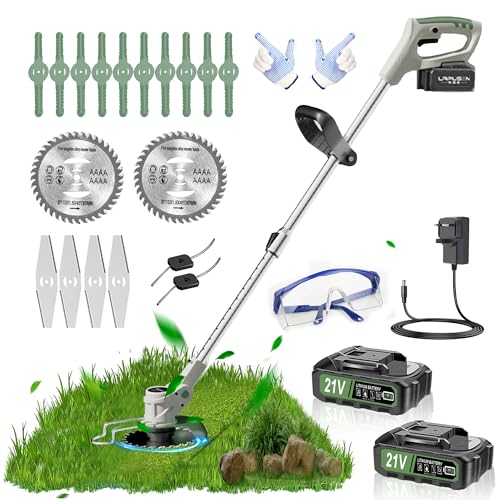 Metal Blade Cordless Strimmer 21v Grass Trimmers With 1 Pruning Shears 16 Blades 15cm Cutting Diameter Cordless Strimmer For Lawn Trimmingtwigsbrush Cuttingsuitable For Light Work