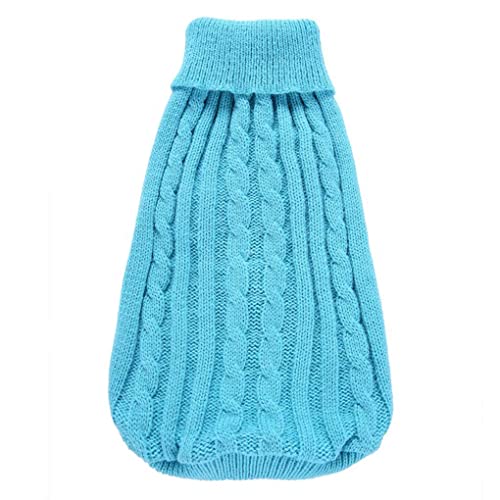 Chborchicen Small Dog Sweaters Knitted Pet Cat Sweater Warm Dog Sweatshirt Dog Winter Clothes Kitten Puppy Sweater (Medium,Sky Blue) #TOP5