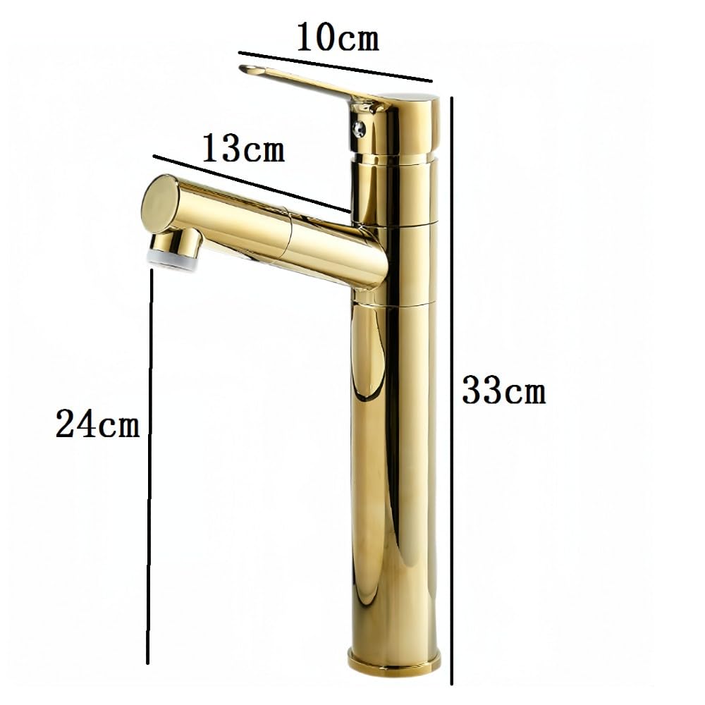 Grifo Giratorio de Cobre para baño con pulverizador extraíble, Grifo Mezclador de Agua fría y Caliente para bañera y Fregadero, Elegante y