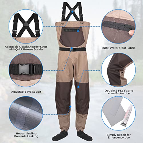 Kemimoto Fly Fishing Waders, Breathable Stocking Foot Waders For Men And Women, Waterproof, Lightweight Insulated Chest Waders For Fly Fishing, Duck Hunting #TOP1