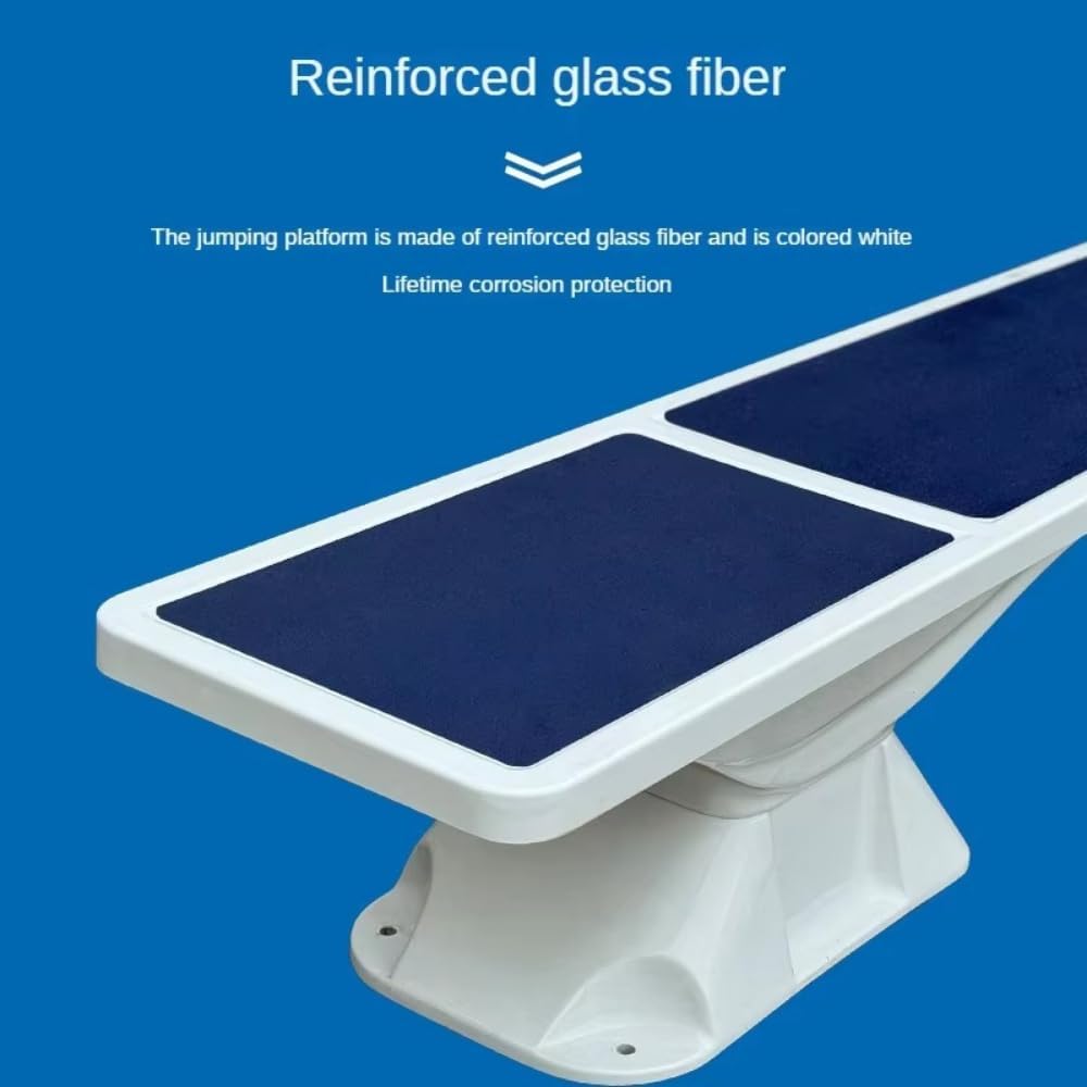 Stand Diving Board, 8-Foot, Radiant White with Blue TrueTread,Swimming Race Diving Platform,Pool Starting Stand Training Jumping Pool Equipment Starting Board Platform, Diving Board