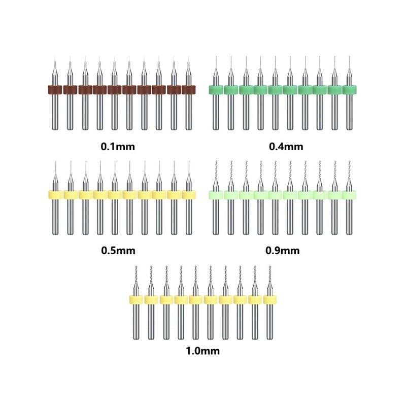 50pcs PCB Drill Bit Set 0.1 0.4 0.5 0.9 1.0mm PCB Circuit Board Hole Drilling Tool Cutter Carbide Drill DIOBFZFY