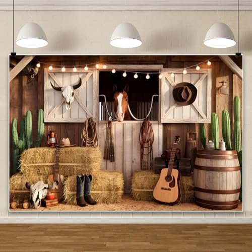 Toile de fond anniversaire cowboy 3x2.4m décor western