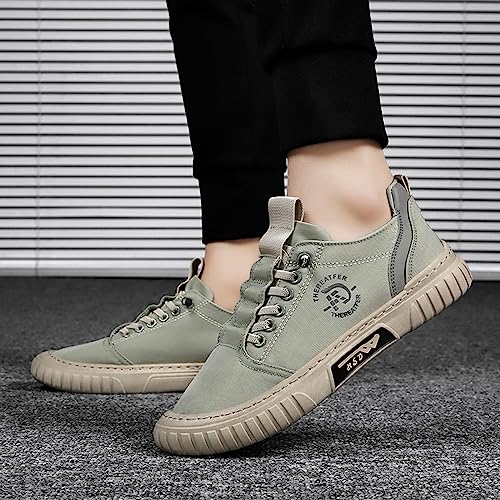 Baskets basses pour hommes décontractées en toile army green taille 40