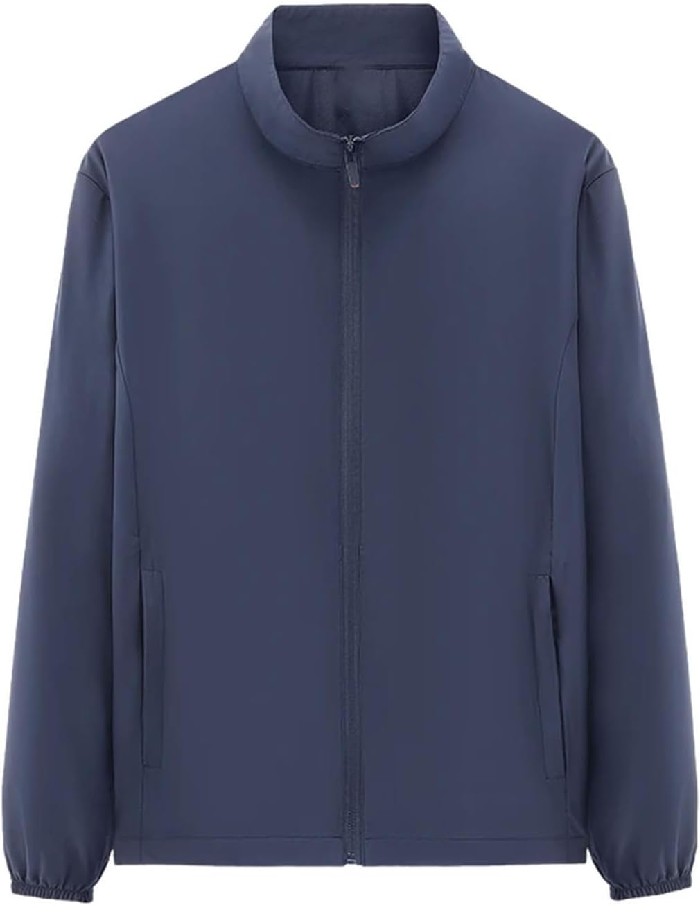 Men Jacket Outdoor Running Sports Solid Color Coat Breathable Stretch Standing Collar Top