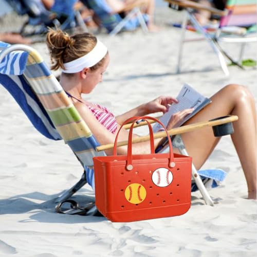 LJHYSD Bogg Bag Charms Sports Charms for Bogg Bag Baseball Softball Accessories for Bogg Bag Insert Decorative for Handbag Beach Tote Bag,2pcs,White+Yellow