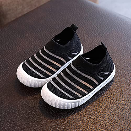 Little Girls Sneakers Autumn Flying Woven Mesh Breathable Comfortable Flat Casual Shoes Cute (Black, 12 Little Child)3