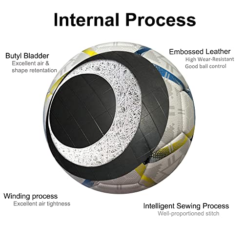 Xedge Official Size Soccer Ball,Size 5 Training Ball For Girls,Boys,Youth Teenagers,Adults,Machine Stitched For Indoor Outdoor Play (Blue Yellow, Size 5) #TOP2