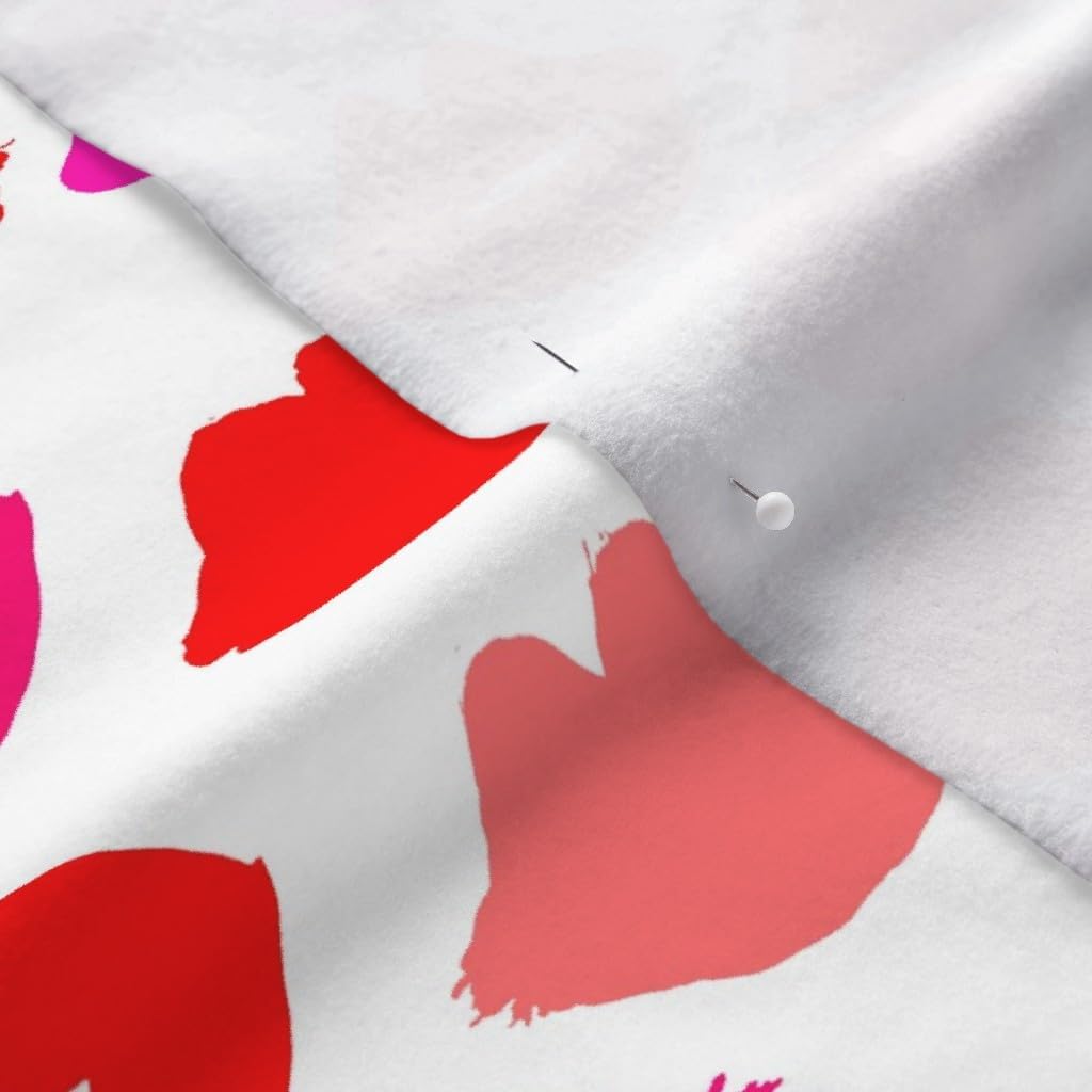 Spoonflower Fabric - Lips Lipstick Fashion Beauty Makeup Valentines Kiss Love Illustration Printed on Polartec(R) Fleece Fabric by The Yard - Sewing Blankets Loungewear and No-Sew