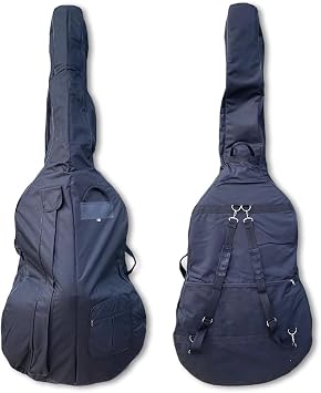 3/4 Upright Bass Guitar Gig Bag 600D Nylon Raincoat String Double Bass Soft Bag With Thick Padding,Multiple Storage Pockets,Sturdy Handles and Straps dark blue