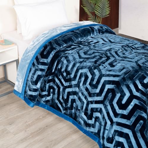 Image of MYTRIDENT Classic Style Me Solid Single Mink Blanket, 4kg, 100% Polyster, Celeste