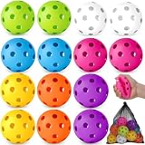 Coopay 14 Pack Practice Baseball Softball Plastic Training Balls Lightweight Hollow Limited Flight Softballs for Hitting, Pitching,Batting Training Indoor Outdoor Use (Multicolor)