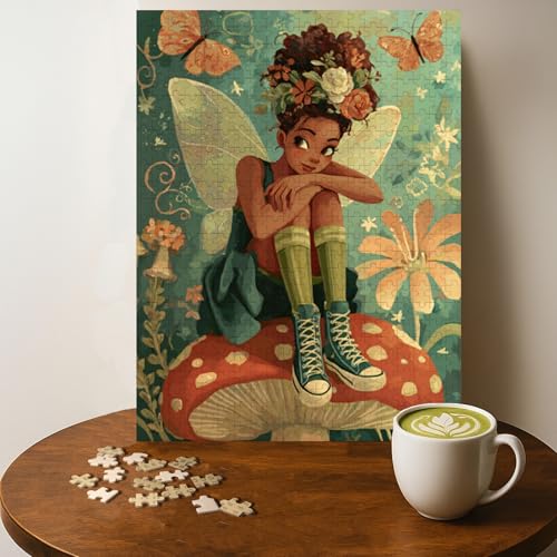 Casse-tête Black Fairy Goddess - 500 morceaux, puzzle en bois pour adultes, art mural, 20 x 15 po