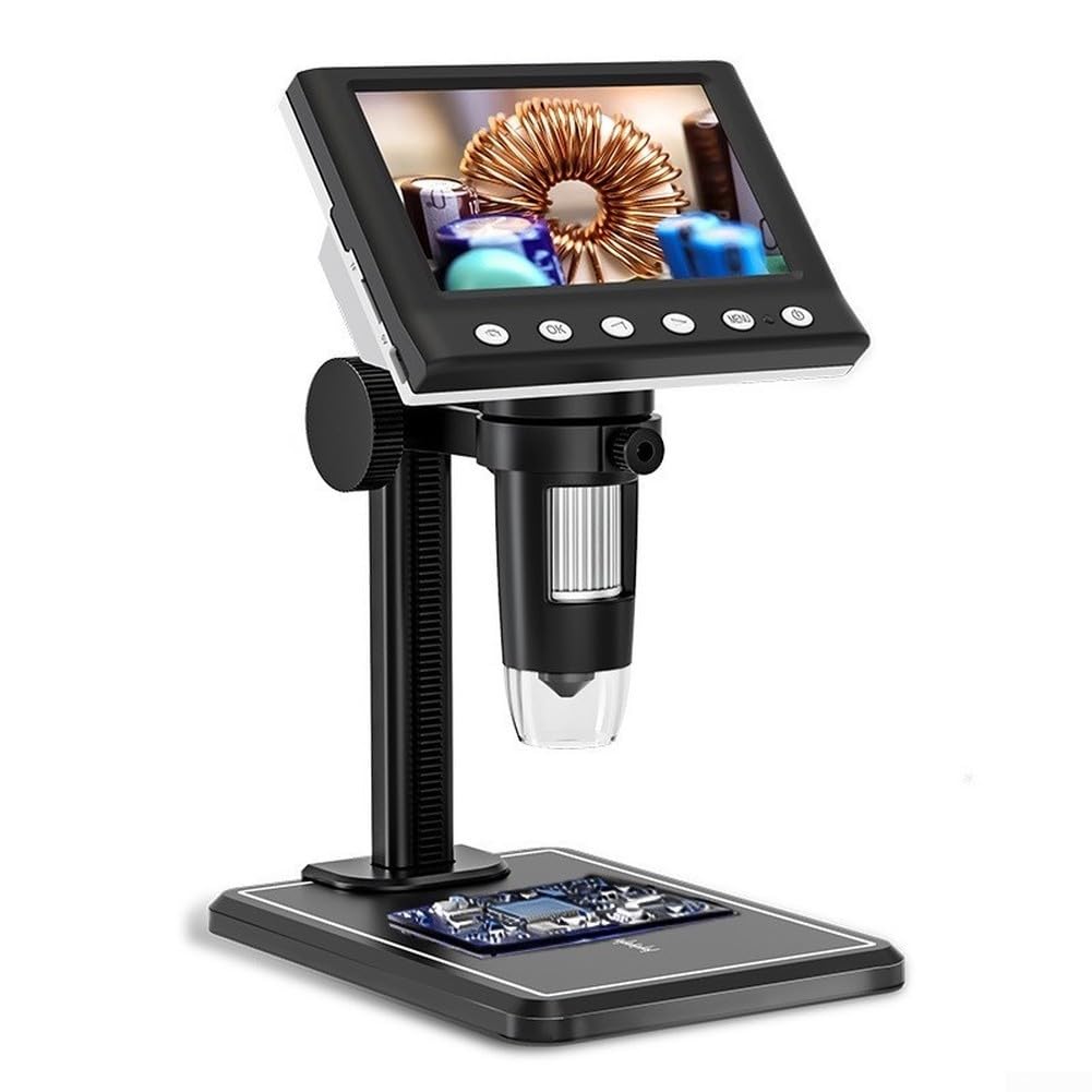 Microscopio digital, lupa de reparación de teléfono con pantalla LCD de 4.3 pulgadas y resolución de 1080P, aumento de 50X-1000X, iluminación LED ajustable