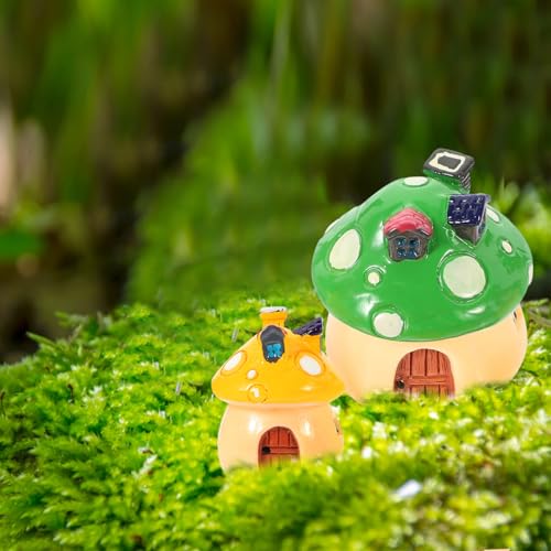 Image of BESPORTBLE 6pcs Mini Mushroom House Figurines for Fairy Garden, Resin Micro Landscape Decor, Assorted Colors, Ideal for DIY Bonsai and Office Decoration