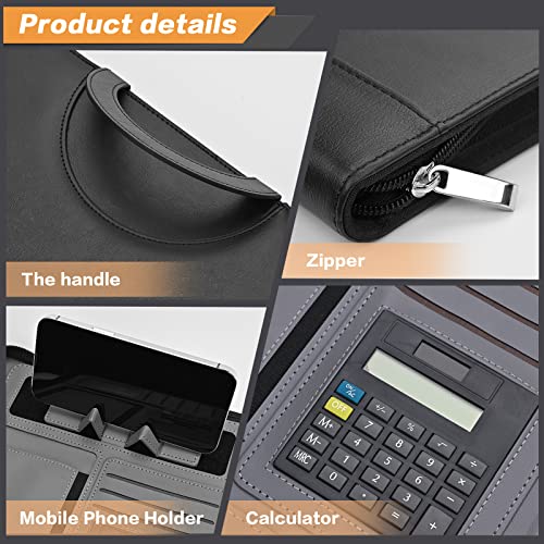 Ubafnom Padfolio Portfolio Binder – Vegan Leather Business Portfolio Organizer With Calculator – Zippered Portfolio Padfolio For Women & Men #TOP3