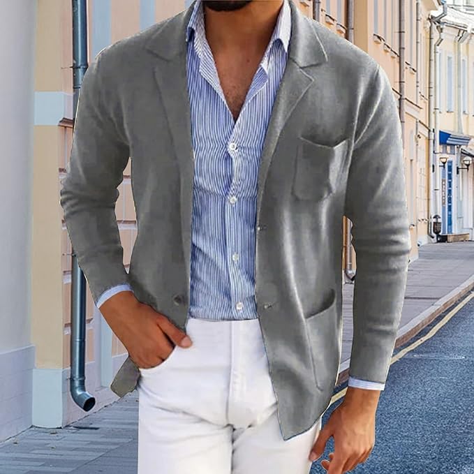 Men's Slim Fit Blazer Suit Lightweight Casual Linen Jacket Sport Coat Solid Color Notched Lapel Tuxedo Jackets2