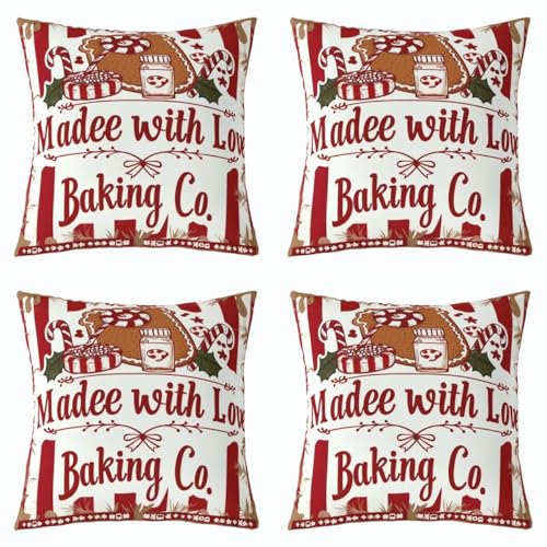 Loussiesd Fundas de cojín de Navidad, fundas de almohada de pastel de caramelo de Navidad de 50 x 50 cm, decoración de habitación de niños y niñas, fundas de almohada de Feliz Navidad para el hogar