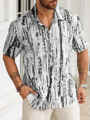 Image of Lymio Shirt for Men| Men's Shirt Abstract Printed Button Down - Slim Fit Casual Wear | Short Sleeve & Breathable | Trendy Beach & Holiday Ready (Packs Also Available) (Tiedite)