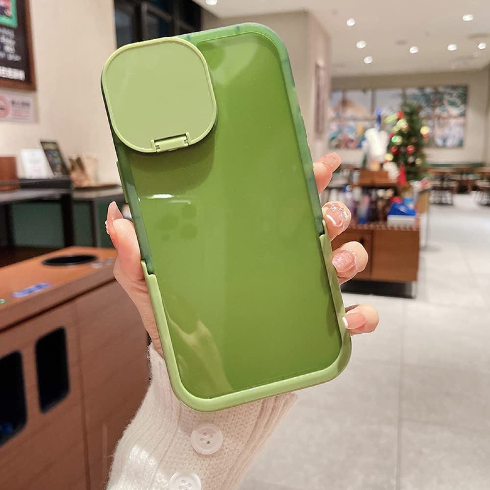 Coque iPhone 11 antichoc transparente verte avec miroir rabattable