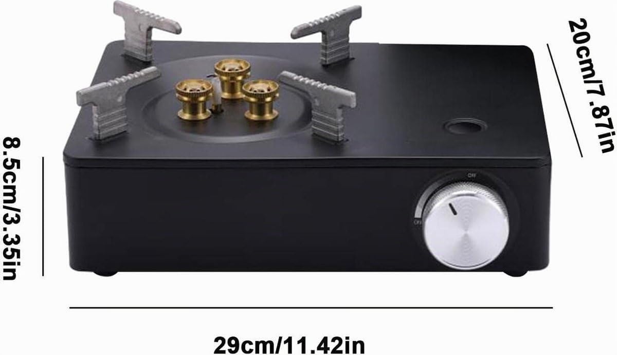 SMH LINE® Luxury Fornello Portatile da Campeggio a Gas, Set da 3,5 KW, con 4 Cartucce di Gas da 227 g, Butano, Robusto, per Esterni, da Tavolo, 3 Fiamme