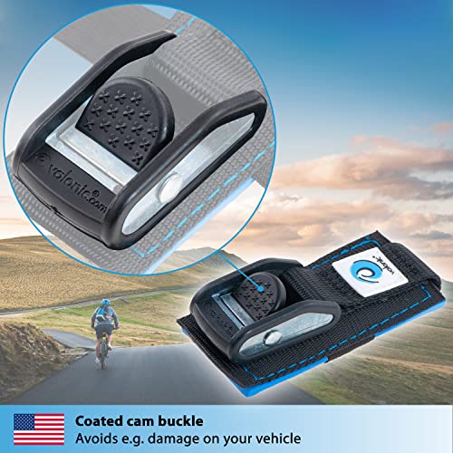 Valonic Bee - Tie Down Straps - 2 Pack, 1.6 Ft X 1 Inch, 2200 Lbs, Protection Pad, Cam Buckle - For Bicycle, E-Bike, Bike Rack, Roof Rack #TOP2