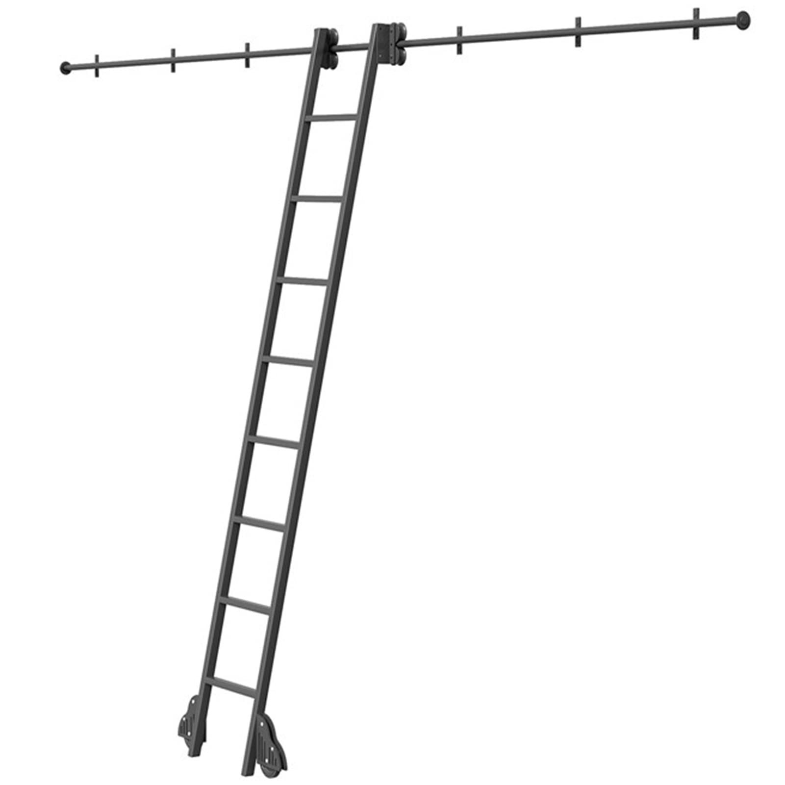 DFGHNBVC Rolling Ladder Hardware Library Sliding Ladder Hardware Kit, Round Tube Mobile Ladder Track For Home/Indoor/Loft, 3.3Ft-20Ft Sliding Barn Door Kit,20Ft/600Cm Track Kit