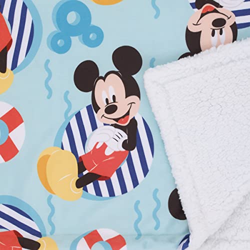 Image of NoJo Disney Mickey Mouse Summertime Splash Blue, Orange, Yellow, and White Super Soft Sherpa Baby Blanket