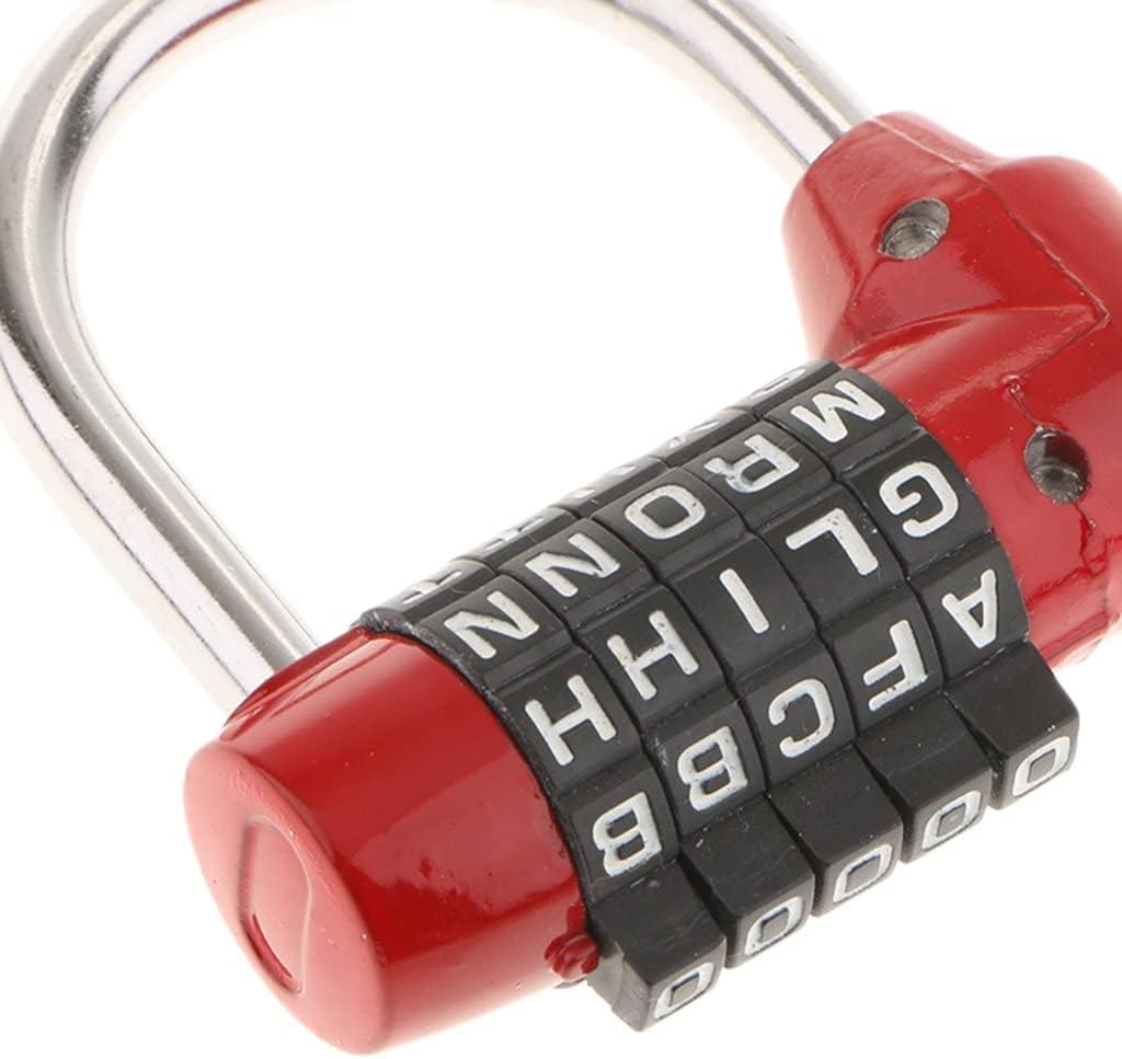 Code Padlock, Padlock, Combination Locker Padlock School Lock Pad Coded Digit Dial Combination Code 5 Letters Pad Suitcase Luggage Pad - Red Padlocks(Red)