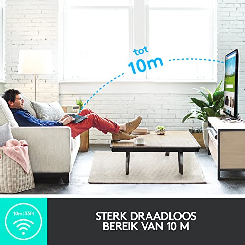 Logitech K400 Plus Draadloos Touch Toetsenbord, Huiskamer Toetsenbord, Home Cinema PC op TV, Touchpad, Windows/Android, Laptop/Tablet, Unifying Receiver, Zwart, Indeling: VS QWERTY - Afbeelding 4