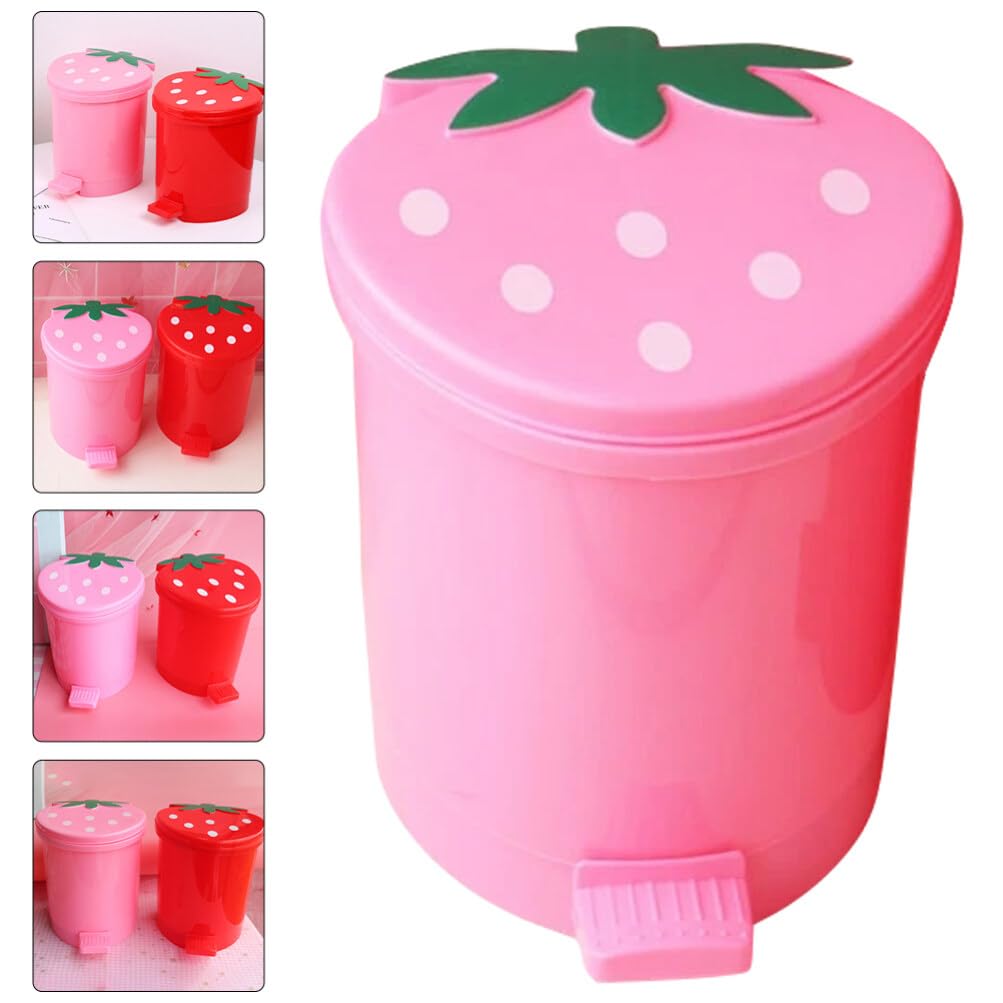 Zerodeko Pattumiera Fragola Simpatico Pattumiera Con Coperchio A Pedale Cestino Kawaii Cestino Della Carta Straccia Secchio Della Carta Straccia Per Cameretta Bambina Decorazioni Per La