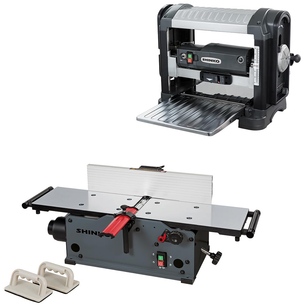 Shinko Hobelmaschinen-Set DH330 + AH200 – Dicken- & Abrichthobel mit Spiralwelle, 330 mm Hobelbreite, 1800 W Motor, Aluminiumguss-Tische, mobil & präzise