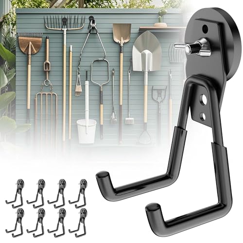 SANGIFT 8Pcs Magnetic Hooks Heavy Duty, D44 Industrial-Grade Neodymium Strong Magnet Hooks, Extra Large Magnetic Utility Storage Hooks, Magnetic Tool Hook for Garage Garden Kitchen Cruise Hanging