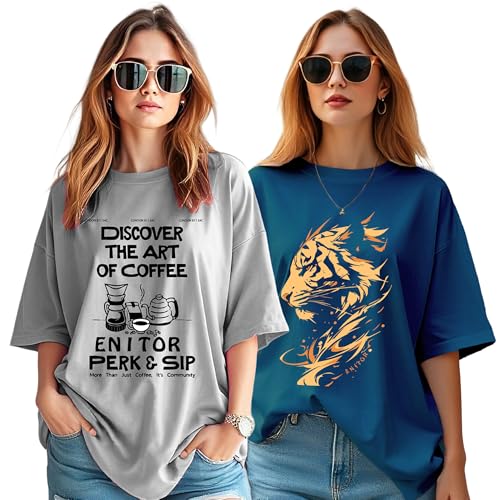 Image of AUSK Oversized T-Shirt for Womens || Graphic Front Printed Loose fit Womens Tshirt