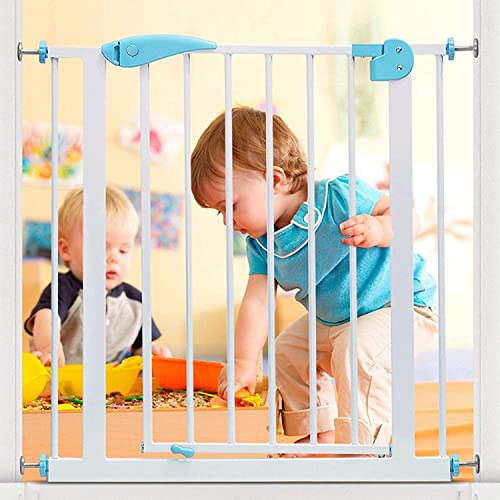 Safe-O-Kid Adjustable 1-Year Warranty Baby Safety Gate (75-95 cm) Durable Metal Child Gate for Kids, Dog Gate, Baby Gate with 2-Way Auto-Close, Secret Lock, No Drill Required (Grey)
