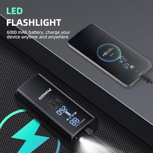 Primizia Draagbare luchtcompressor, draadloze autobandenpomp 150 psi, draagbare elektrische pomp autocompressor met ledlicht, opladen fietspomp voor motorfiets, auto, fiets - Afbeelding 4