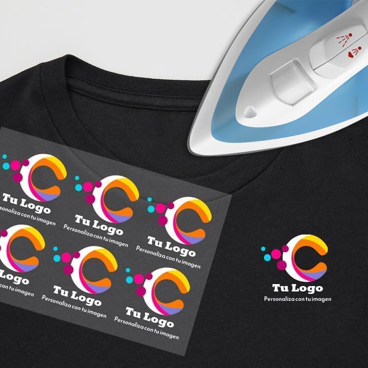 Etiquetas con tu Logo Personalizado para Ropa. Varias medidas. Logotipo ropa laboral personalizado. Transferencia con logotipo personalizado. Pegatinas termoadhesivas para planchar