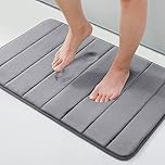 smiry Memory Foam Bath Mat, 40 x 60 cm, Extra Soft Non-Slip, Super Absorbent Bath Mats for Bathroom Floor, Machine-Washable Dry Bath Rug Foot Mat, Dark Grey