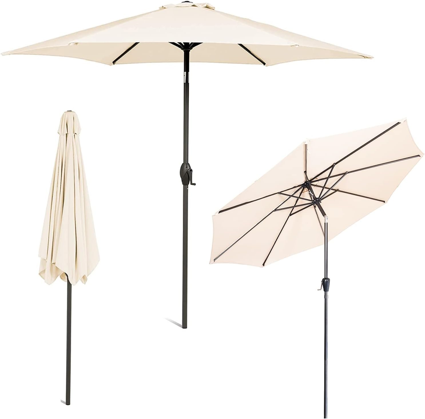 LSLYTQ Patio Umbrella Outdoor Umbrella Canopy Without Base, 2.7m Patio Umbrella with Tilt Function, Wine Red, Dark Green, Beige, Khaki, for Balcony, Dining Tables, Gardens, Patios, Garden Sun Parasol
