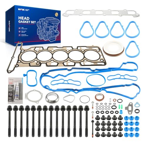 Image of KAX Engine Cylinder Head Gasket Set Compatible with Chevy Colorado 2007-2012 3.7L, GMC Canyon 2007-2012 3.7L, Hummer H3 2007-2010, H3T 2009-2010, i-370 2007-2008, Head Gasket Kit, OE# HS26390PT