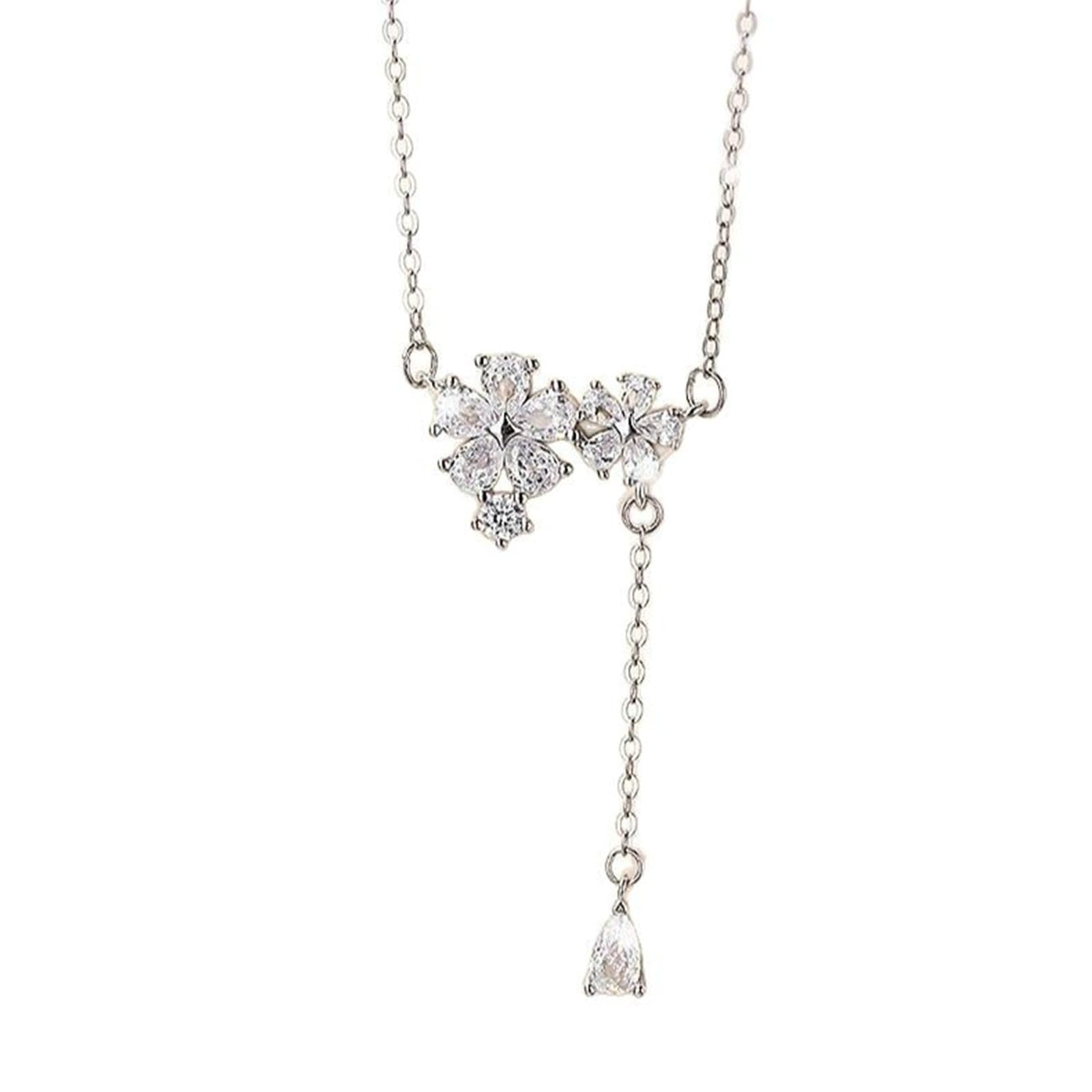 Collar de oro blanco 375 585 750 para mujer de 9 quilates, 14 quilates, 18 quilates, colgante de flores con moissanita, cadena de oro blanco de 45 cm para novia de boda