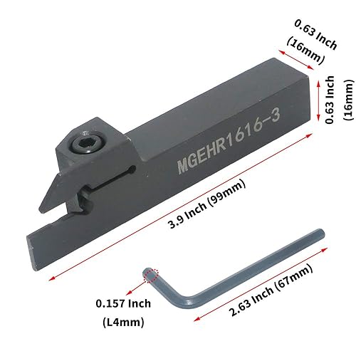 Miniatura 4 de Soporte para herramientas de ranurado de torno CNC MGEHR1616-3 (0.63 pulgadas), con tres cuchillas de carburo cementado MGMN300. Acero procesado
