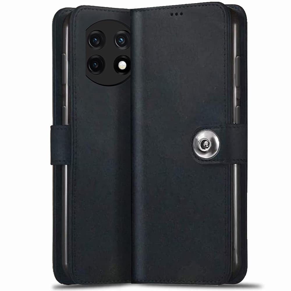 TheGiftKart Genuine Leather Finish Flip Back Cover Case for OnePlus 11R 5G Inbuilt Pockets