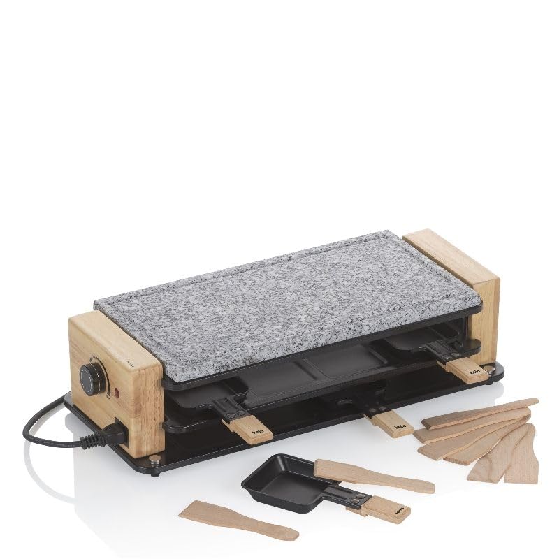 KELA – Placa de raclette/piedra Bedretto Granito negro, 8 personas, 49,0 x 20,5 x 12,5 cm, color negro