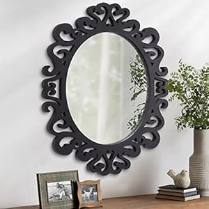 AOAOPQ Wall Mirror Antique Small Hanging Baroque Style Black Vintage Living Room Hallway Decorative Vanity Mirror for Bathroom Room Bedroom Home Entryway Mirror