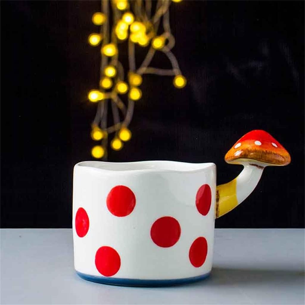 Underglaze Ceramic Hand Painted Mushroom Mugs Red Green Porcelain Mug For Coffee Tea Milk Drinkware(E)