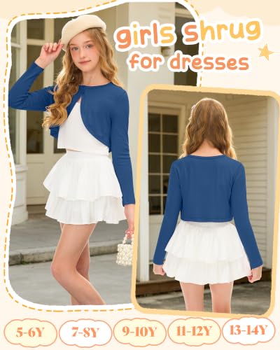 Image of Girls Uniform Cardigan | Cropped Bolero Shrug with Long Sleeves, Button Front Knit Sweater, Soft Preppy School Cardigan for Cute Daily Wear
