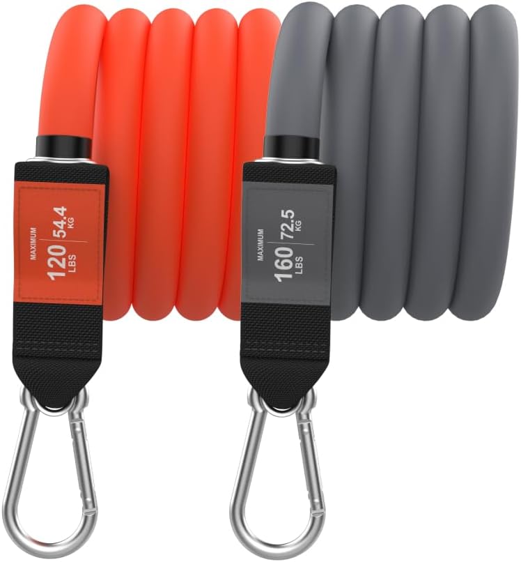 Bodylastics Orange and Grey 120lb and 160lb Resistance Band Packs for Strength Training and Physical Therapy