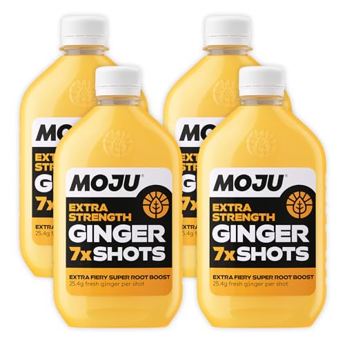 MOJU Extra Strength Ginger Dosing Bottles (4 x 420ml) Immune Support, Natural Ingredients, No Added Sugars or Sweeteners, Vegan, Ginger Shots, Your Natural Daily Wake Up or Your Afternoon Pick Me Up
