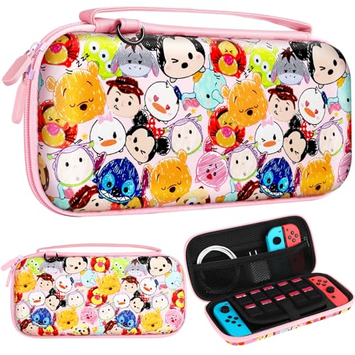 Xinocy Carrying Case for Nintendo Switch/Switch OLED Travel Carry Cases for Kids Girls Teen Boys Cute Kawaii Cartoon Character Portable Hard Shell Covers Pouch Storage Bag for Nintendo Accessories